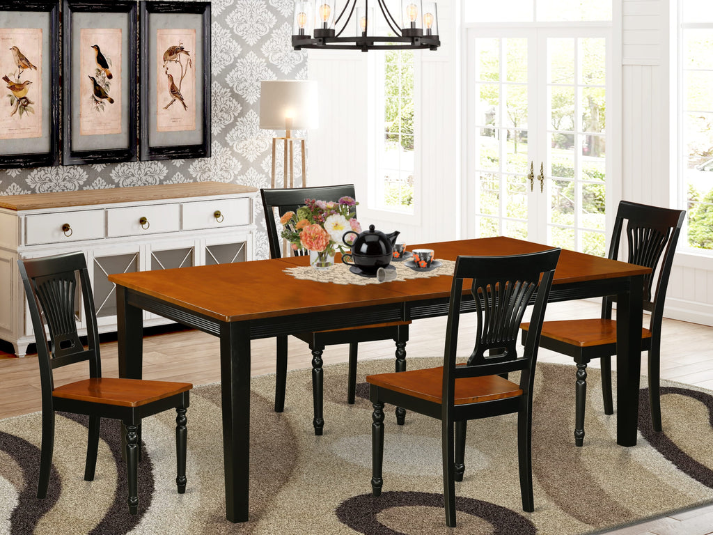 5-Piece Black & Cherry Dining Set QUPL5-IQN-O with Expandable Table and Chairs