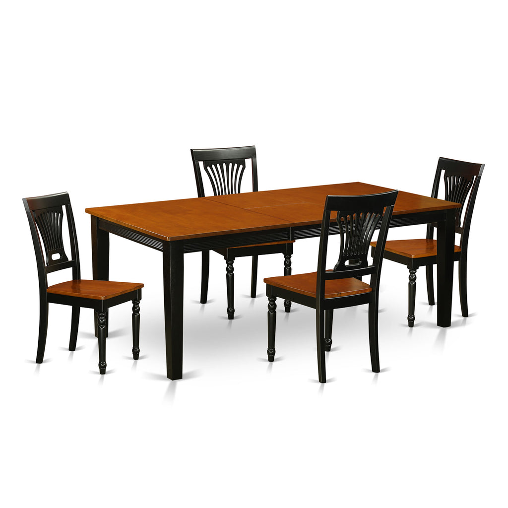 5-Piece Black & Cherry Dining Set QUPL5-IQN-O with Expandable Table and Chairs