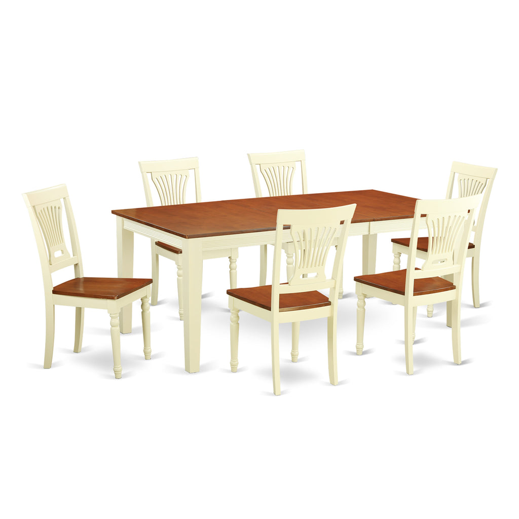 QUPL7-QBH-5 Elegant 7-Piece Dining Ensemble Featuring Rectangular Table & 6 Wood Chairs, 40x78 Buttermilk Cherry