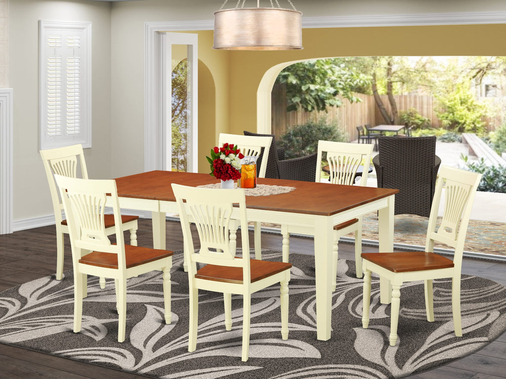 QUPL7-QBH-5 Elegant 7-Piece Dining Ensemble Featuring Rectangular Table & 6 Wood Chairs, 40x78 Buttermilk Cherry