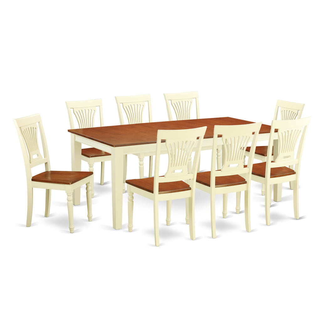 QUPL9-YJR-7 Elegant 9-Piece Dining Ensemble with Expanding Table and Eight Chairs, Cream & Cherry