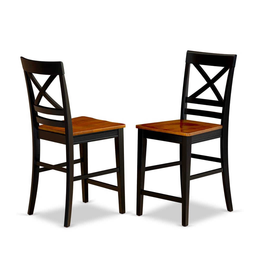 YAQU5-S36-Z 5-Piece High Counter Set with Rectangular Table & 4 Chairs, Chic Black Cherry Style