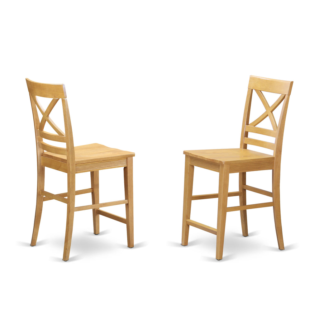 QUS-O2M-8 Sophisticated Oak Counter-Height Stools - Quincy Collection, Set of Two
