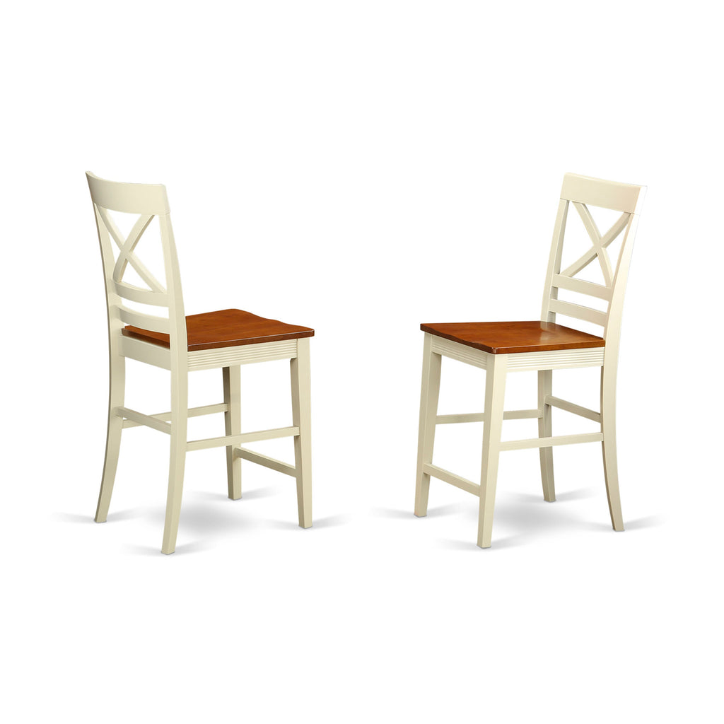 QUS-W8S-U Stylish Pub-Height Quincy Dining Chairs, Set of 2 in Buttermilk and Cherry
