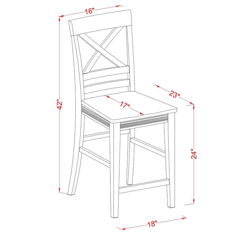 QUS-W8S-U Stylish Pub-Height Quincy Dining Chairs, Set of 2 in Buttermilk and Cherry