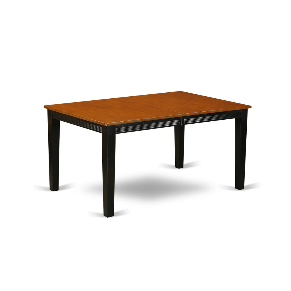 QUT-BXU-C Elegant Dining Table with Butterfly Leaf Extension, Rectangular 40x78 Surface, Black & Cherry Finish