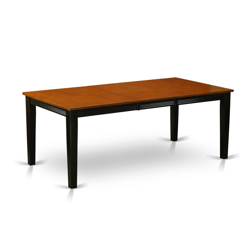 QUT-BXU-C Elegant Dining Table with Butterfly Leaf Extension, Rectangular 40x78 Surface, Black & Cherry Finish