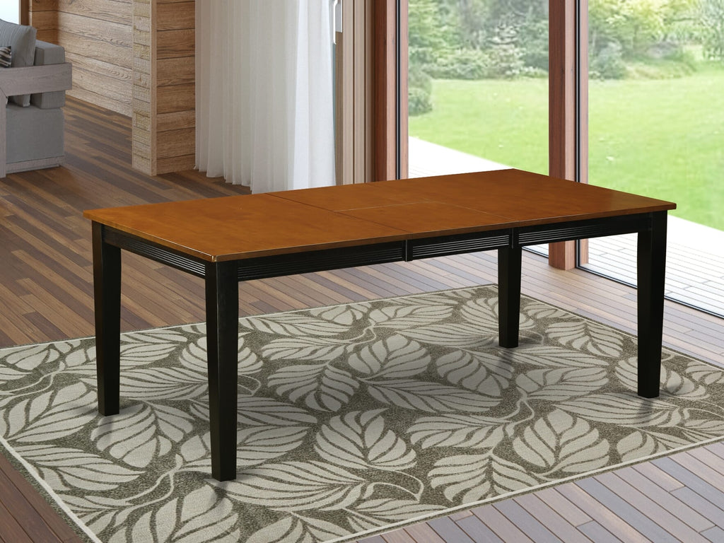 QUT-BXU-C Elegant Dining Table with Butterfly Leaf Extension, Rectangular 40x78 Surface, Black & Cherry Finish