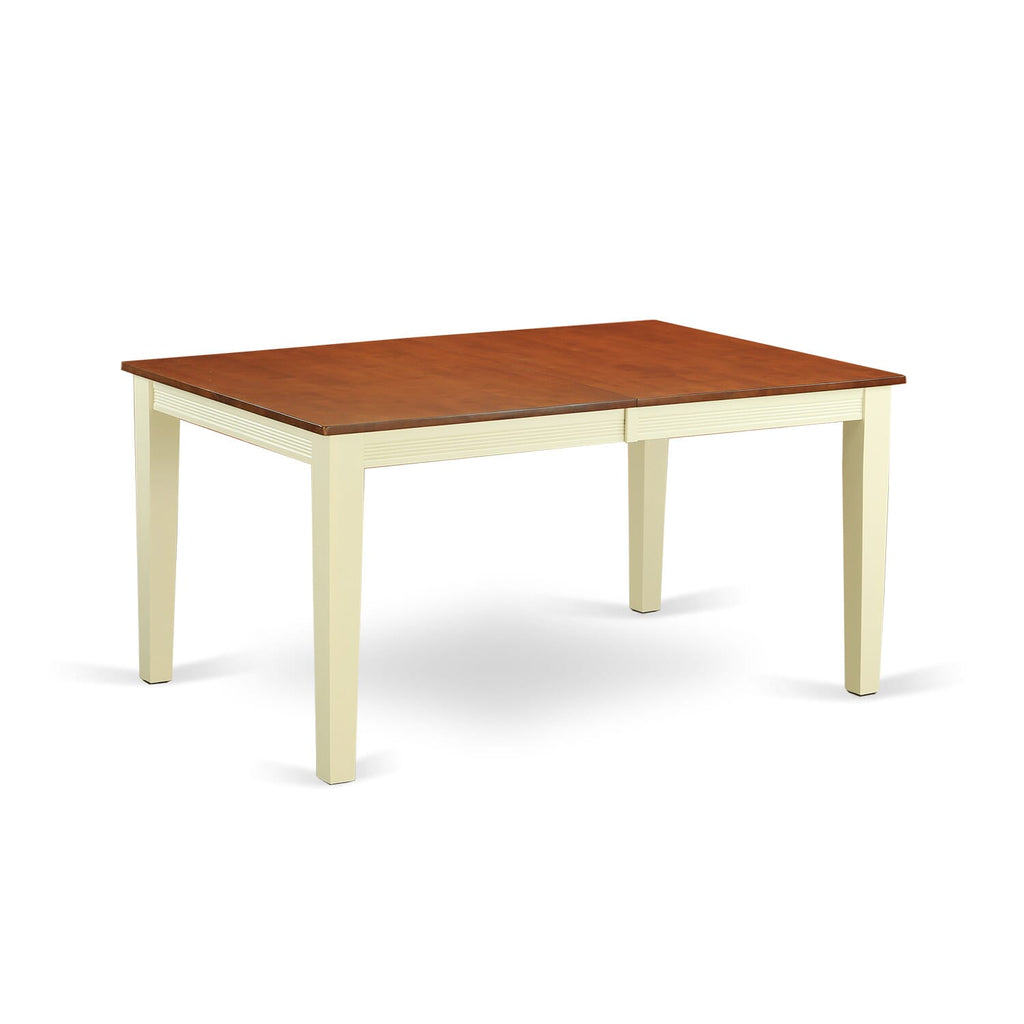 QUT-W1C-X Elegant Quincy Rectangular Kitchen Table, Cherry & Buttermilk with Butterfly Leaf, 40x78