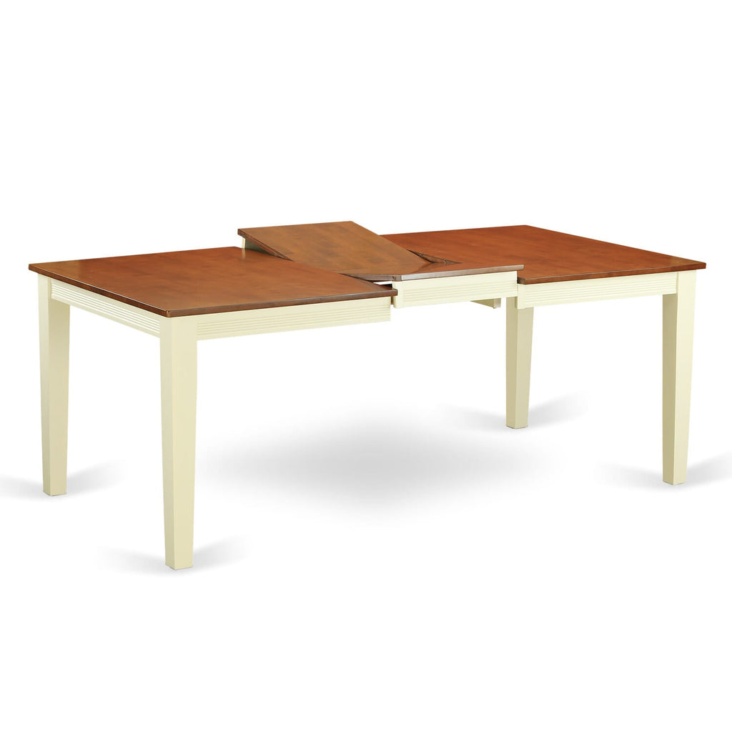 QUT-W1C-X Elegant Quincy Rectangular Kitchen Table, Cherry & Buttermilk with Butterfly Leaf, 40x78