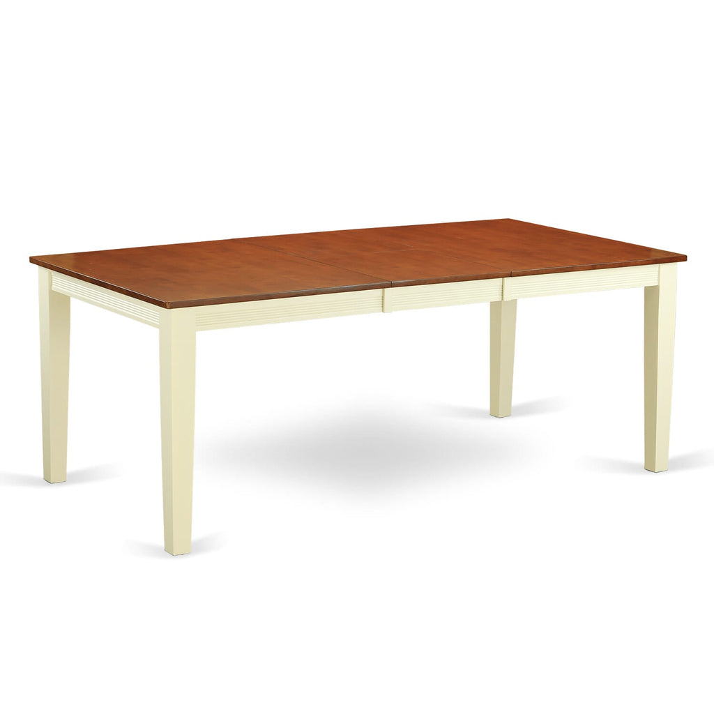 QUT-W1C-X Elegant Quincy Rectangular Kitchen Table, Cherry & Buttermilk with Butterfly Leaf, 40x78