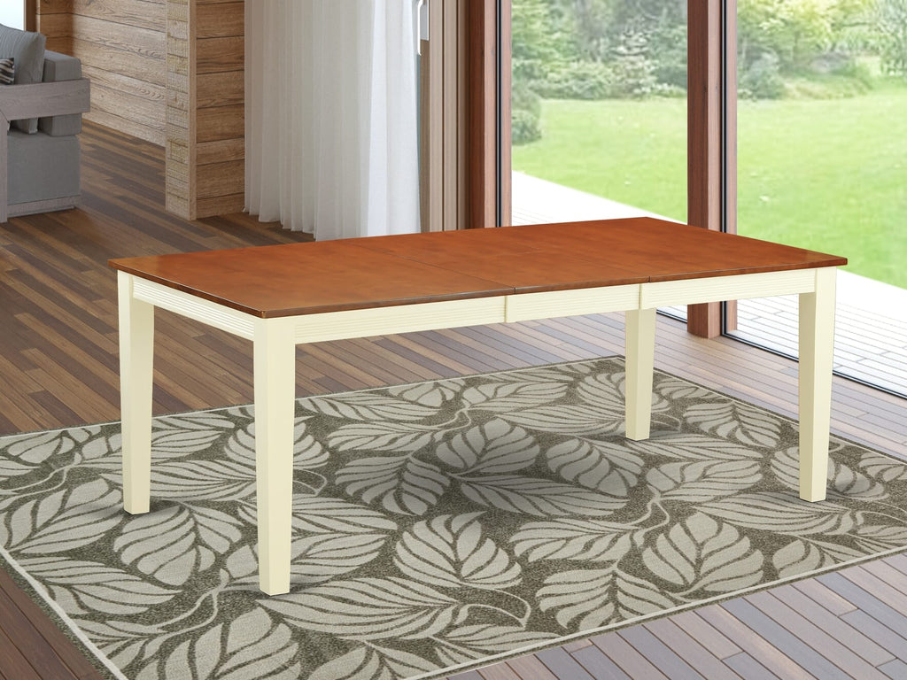 QUT-W1C-X Elegant Quincy Rectangular Kitchen Table, Cherry & Buttermilk with Butterfly Leaf, 40x78