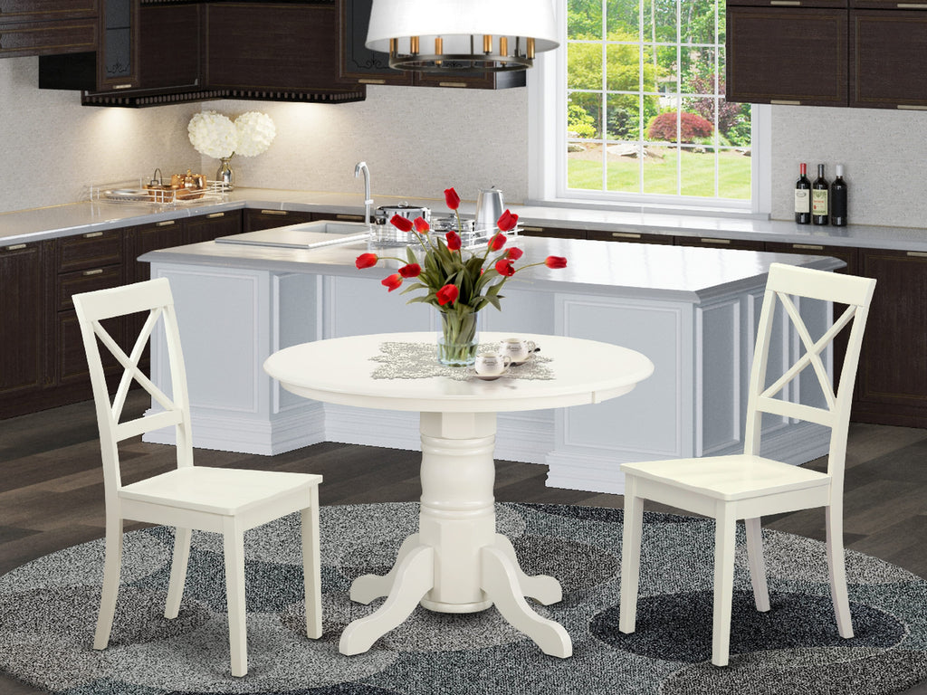 SHBO3-XD1-L Compact Dining Ensemble 3-Piece Set with Round Pedestal Table & 2 Chairs - 42 Size