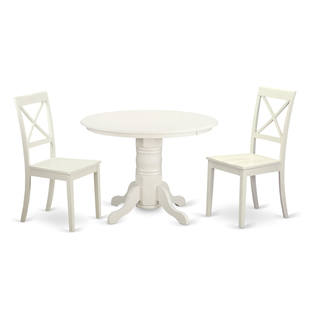 SHBO3-XD1-L Compact Dining Ensemble 3-Piece Set with Round Pedestal Table & 2 Chairs - 42 Size