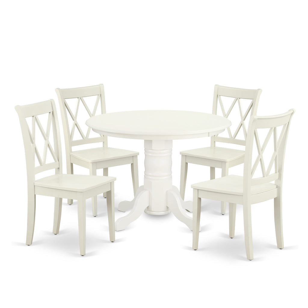 Elegant Linen White Round Dining Set, SHCL5-R8Y-O, Perfect for Cozy Kitchens - 5 Pieces for a Chic Meal Experience