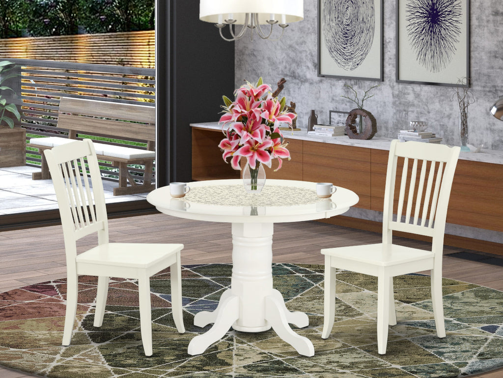 SHDA3-MBZ-P 3 Piece Set with Round Kitchen Table and Two Chairs, Ideal for Cozy Dining, 42x42 Inch, Maple Bronze