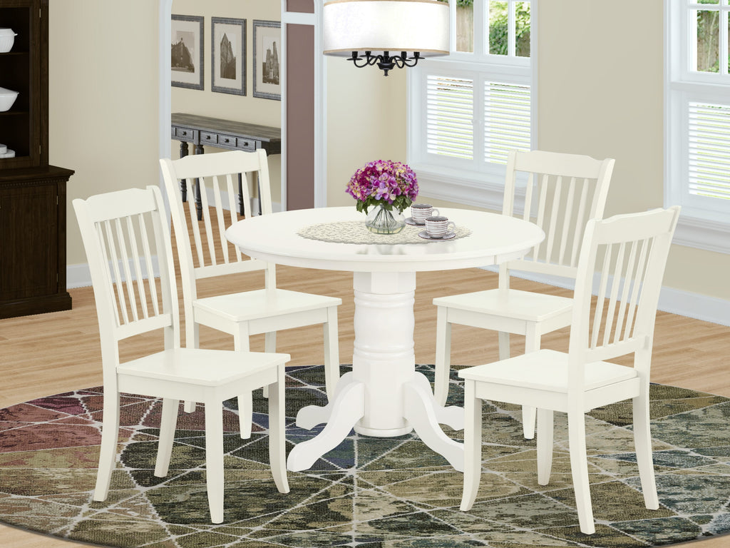 SHDA5-ABP-N 5-Piece Round Dining Set with Pedestal and 4 Chairs, 42 Table in Classic Finish