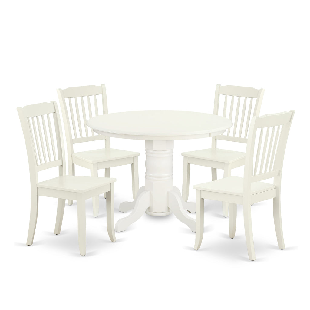 SHDA5-ABP-N 5-Piece Round Dining Set with Pedestal and 4 Chairs, 42 Table in Classic Finish