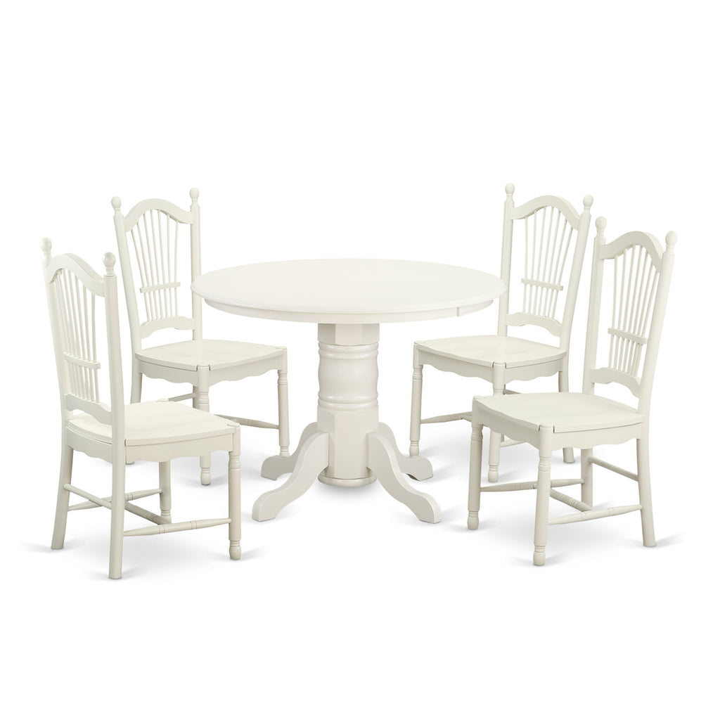 SHDO5-7Y5-M 5-Piece Dining Set with Round Table and 4 Chairs, Ideal for Four