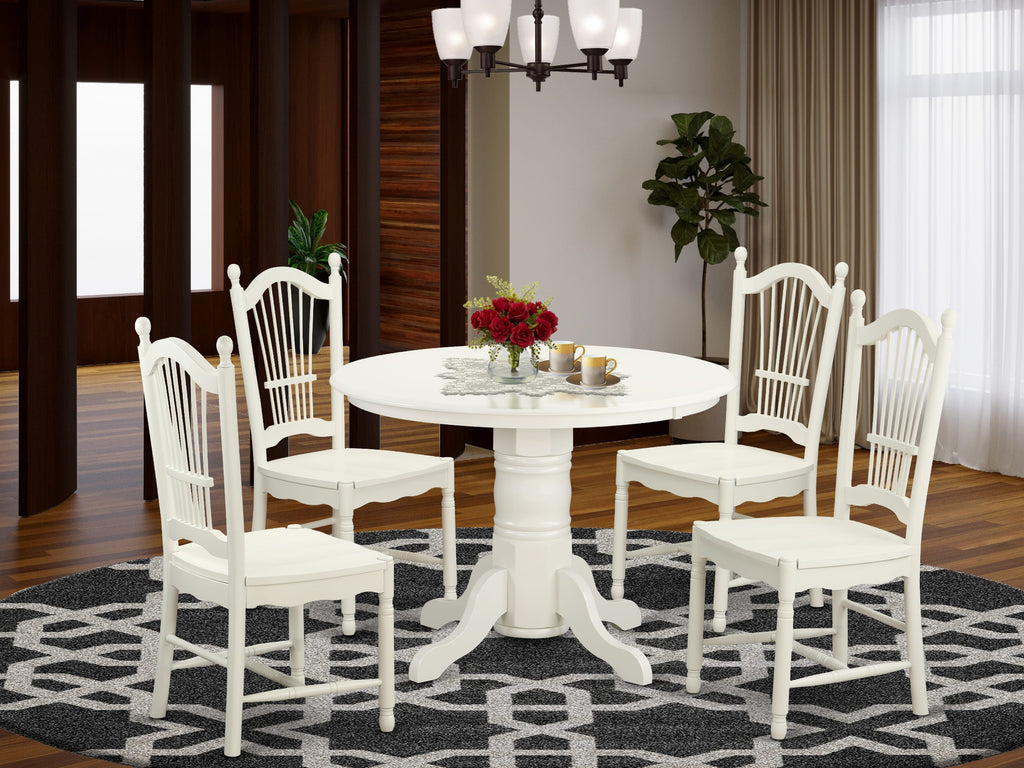 SHDO5-7Y5-M 5-Piece Dining Set with Round Table and 4 Chairs, Ideal for Four