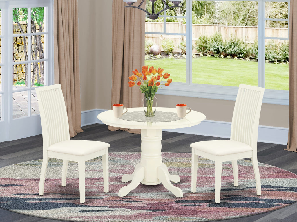 SHIP3-D6X-V Compact Dining Set Three-Piece White Table and Chair Ensemble for Cozy Spaces