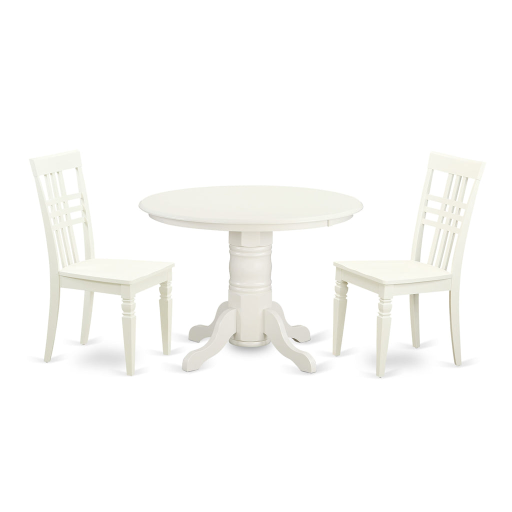 SHLG3-MLH-5 3-Piece Round Dining Table Set with Pedestal Base and 2 Chairs in Bright Linen Hue