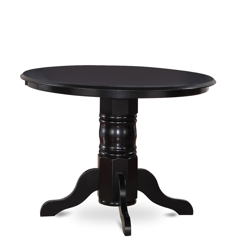 SHAB3-LKZ-MC Compact Dining Ensemble with Round Table & Pair of Leather-Look Eggnog Chairs, Black 42 inches