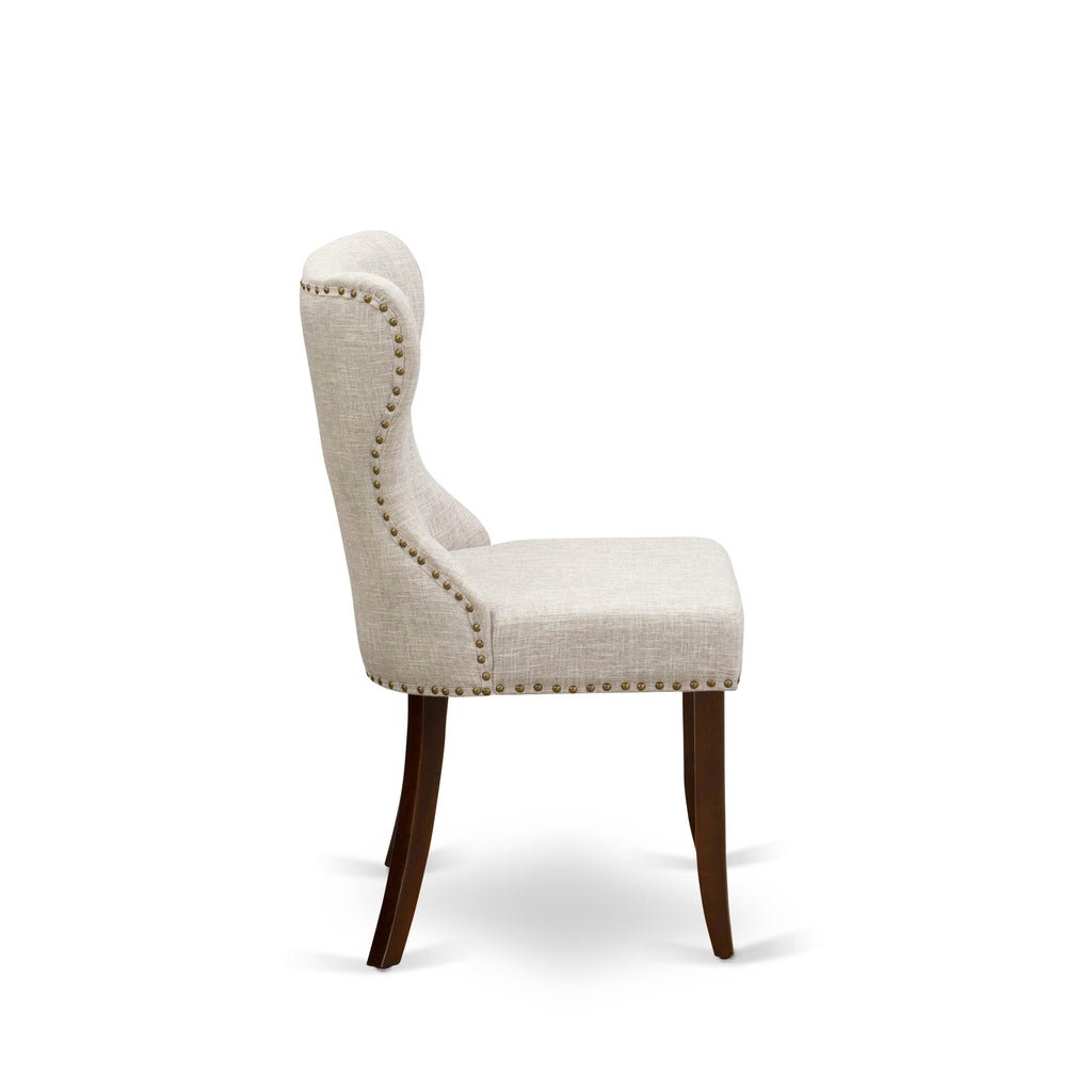 AMSI3-RBW-N7 - 3 Piece Set with Round Table, Pedestal, and 2 Doeskin Chairs, 36 Mahogany