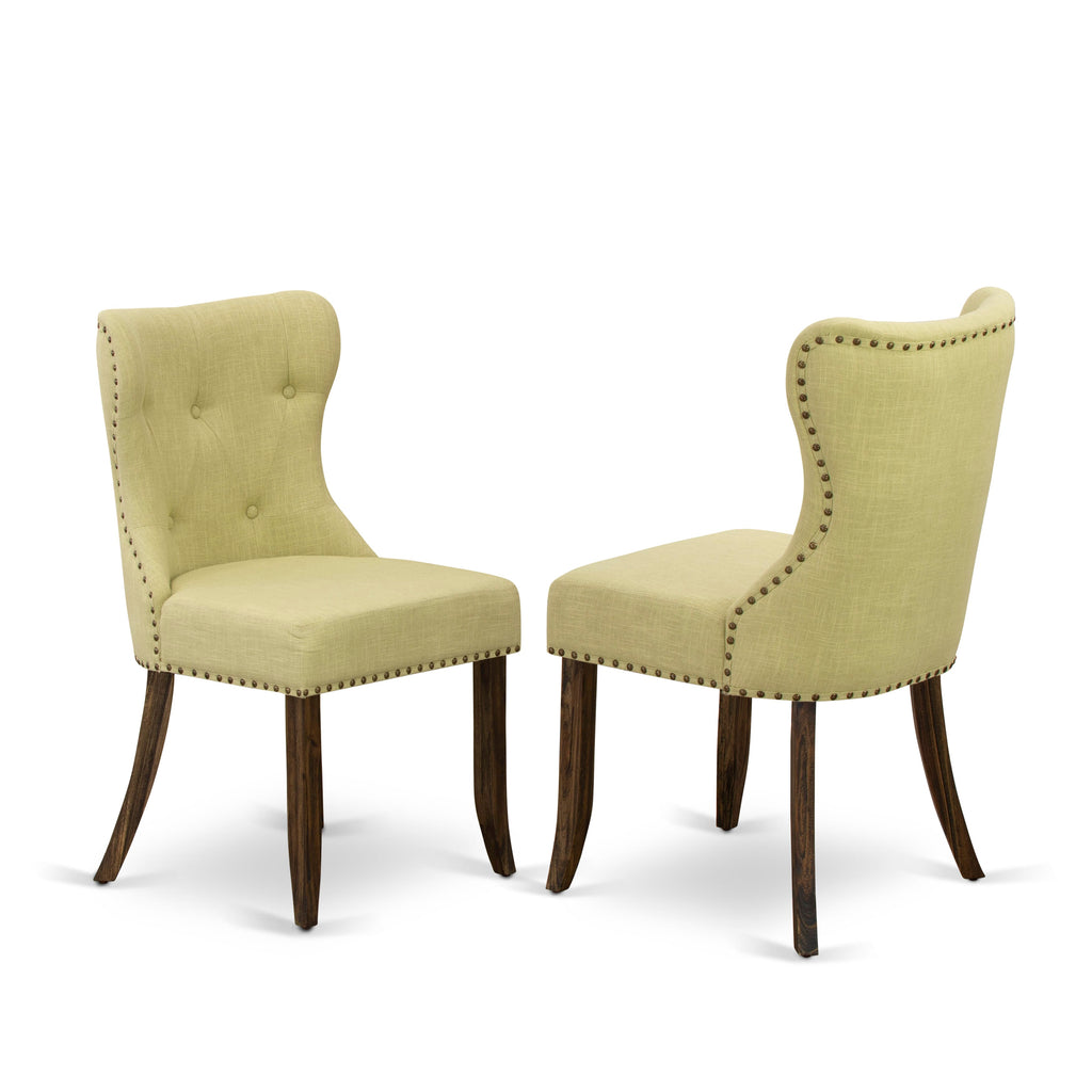 X796S9PMN-T 6-Piece Dining Ensemble with Rectangular Table, X-Base, 4 Limelight Linen Parsons Chairs, Bench, 36x60 Multi-Color