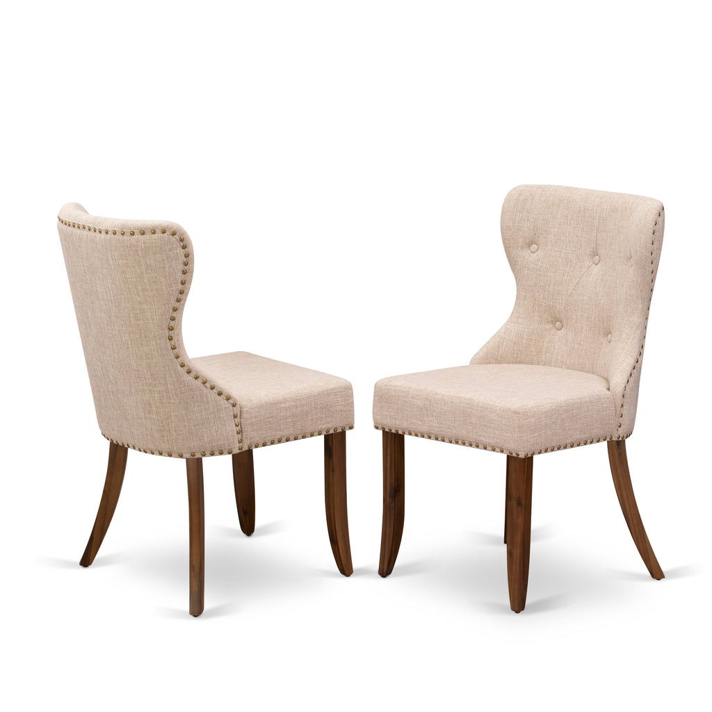 HBSI5-BUQ-W1 5-Piece Bistro Set with Parson Chairs & Round Walnut Table, Ideal for Dining Rooms