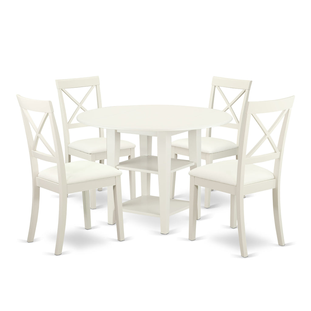 Compact Dining Set,  SUBO5-C6B-N3, with Expandable Table & Faux Leather Seating for Kitchen Space