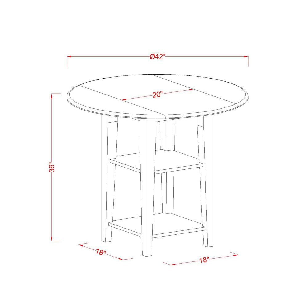 SUKE3G-4JJ-O 3-Piece Dining Set with Round Dropleaf Wooden Table & Chairs, Buttermilk & Cherry