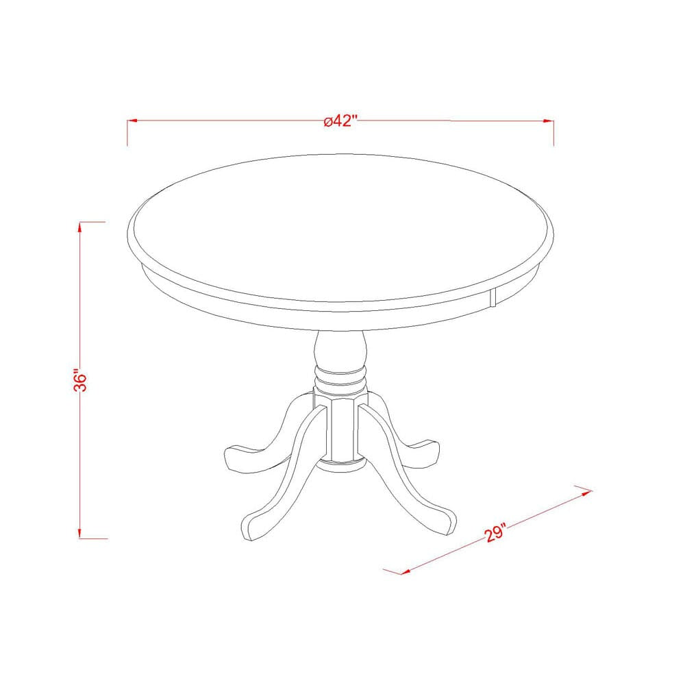 TRCH3-U15-X Compact 3-Piece Round Dining Set with Linen Seat Chairs for Cozy Kitchen Nooks, 42x42, Cherry/Black