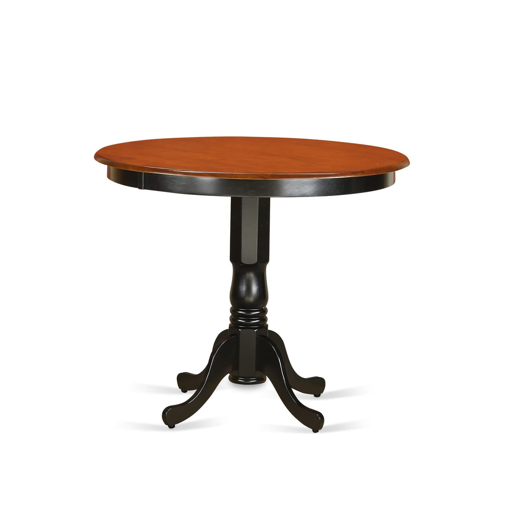 TRT-B52-3D - Trenton Round Dining Table Top with Pedestal, Black and Cherry Design, 42x42 Inch