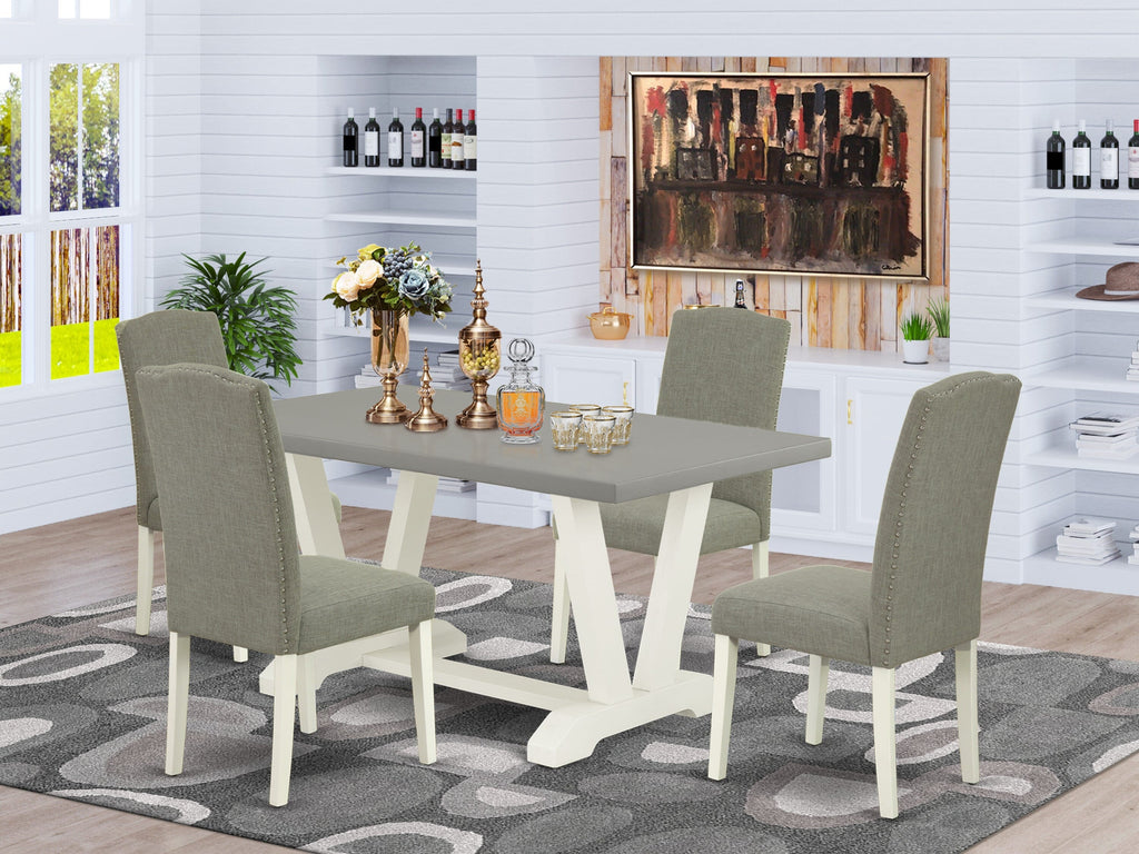 V096ETUCO-Y Versatile 5-Piece Dining Ensemble with Rectangular 36x60 Table & 4 Luxe Chairs, Multi-Color