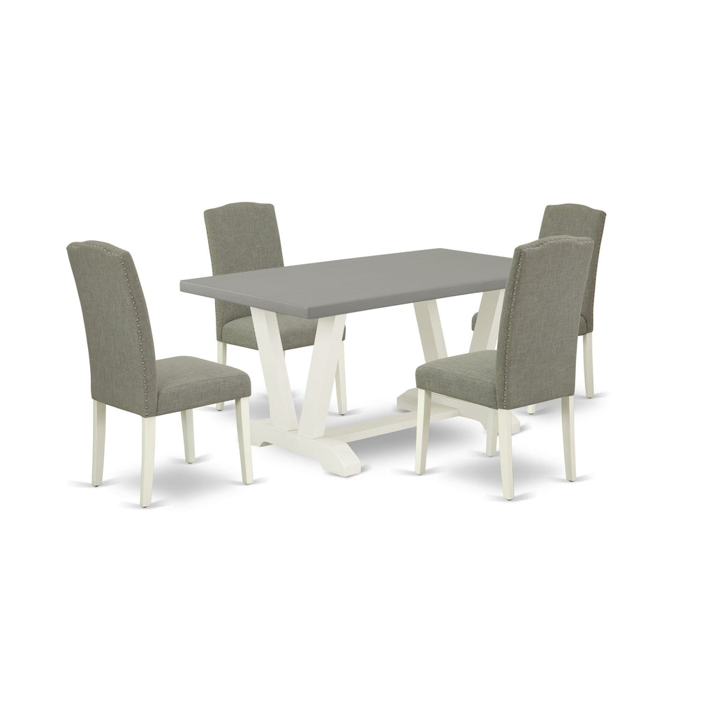 V096ETUCO-Y Versatile 5-Piece Dining Ensemble with Rectangular 36x60 Table & 4 Luxe Chairs, Multi-Color