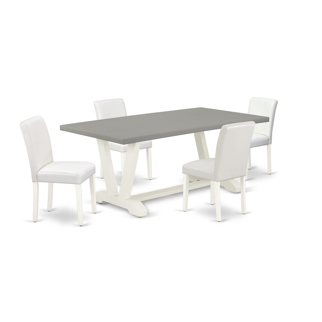V097AGDQK-P 5-Piece Dining Ensemble with Rectangular Table and V-Leg Design with Upholstered Chairs, Multi-Colored