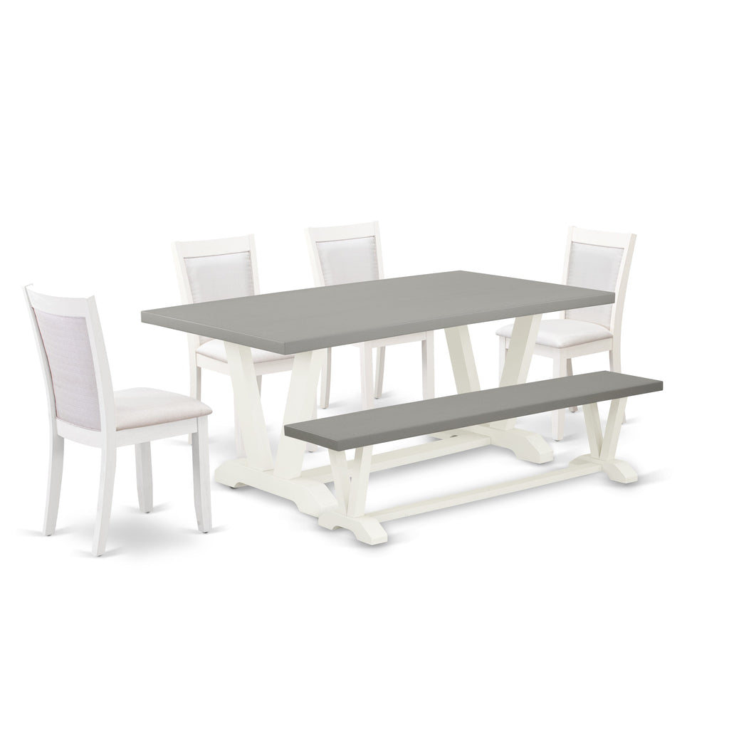 V097MD5H0-4 Dining Ensemble with V-Shaped Table and Upholstered Chairs
