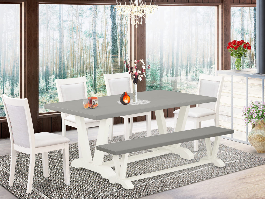 V097MD5H0-4 Dining Ensemble with V-Shaped Table and Upholstered Chairs