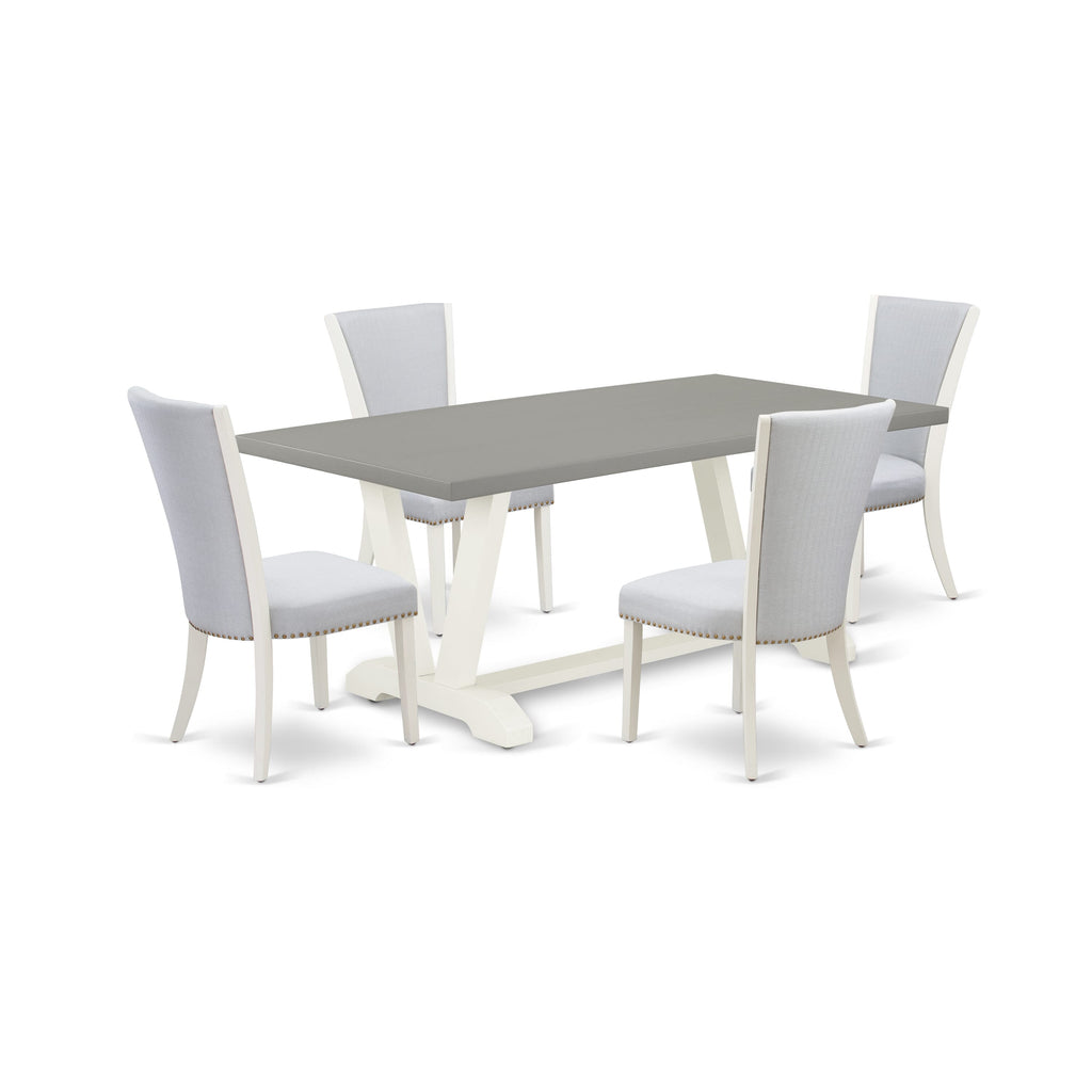 V097VGNLA-I Vibrant 5-Piece Dining Ensemble featuring V-Leg Table & 4 Grey Parsons Chairs, Multi-Color