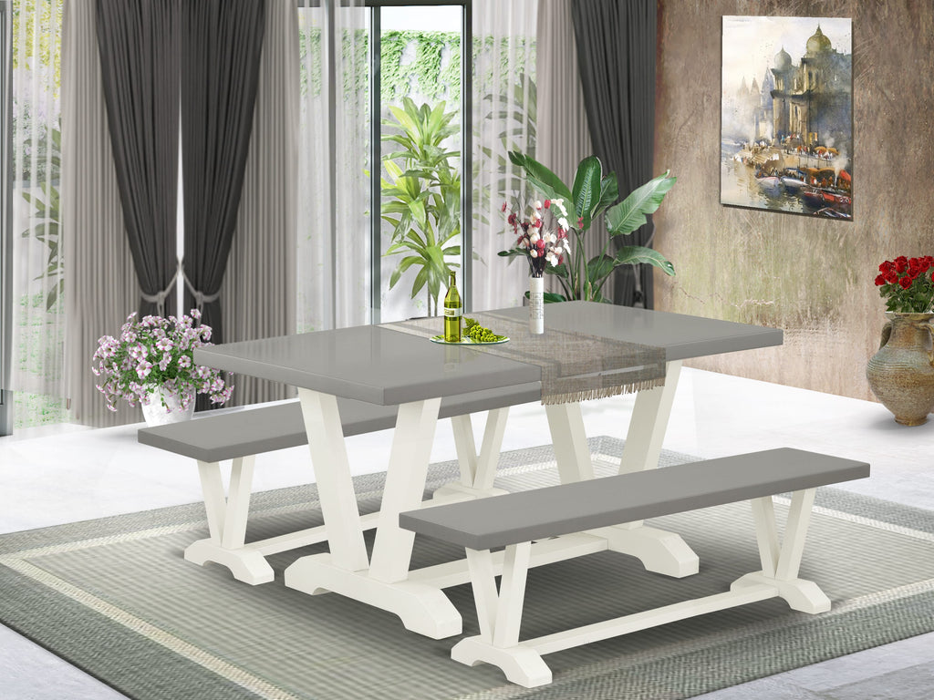 V2-093 3-Piece Dining Ensemble with Rectangular Table and Dual Benches - Versatile Design