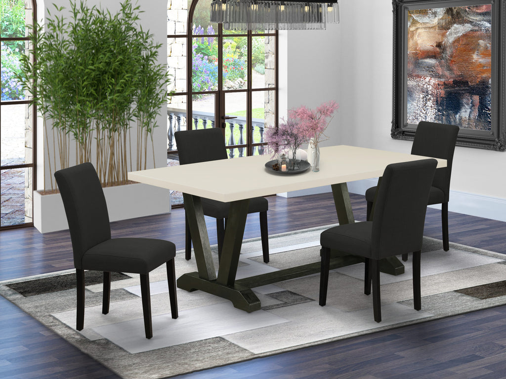 V627ACJ5E-W Ensemble 5 Piece Dine Suite with Rectangular Table and Chairs in Multi-Hue Comfort, 40x72