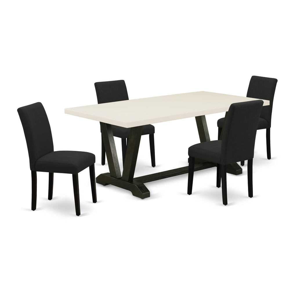 V627ACJ5E-W Ensemble 5 Piece Dine Suite with Rectangular Table and Chairs in Multi-Hue Comfort, 40x72
