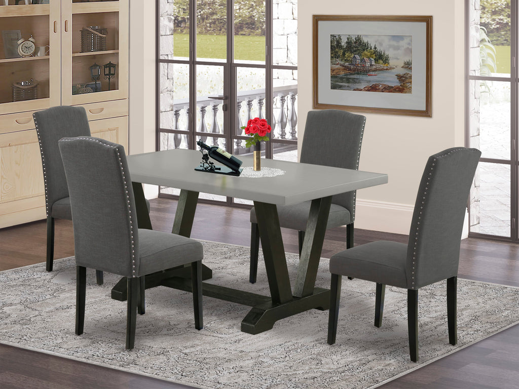 V696EDMA3-K 5-Piece Rectangle Dining Ensemble with V-Leg Table & 4 Gotham Chairs