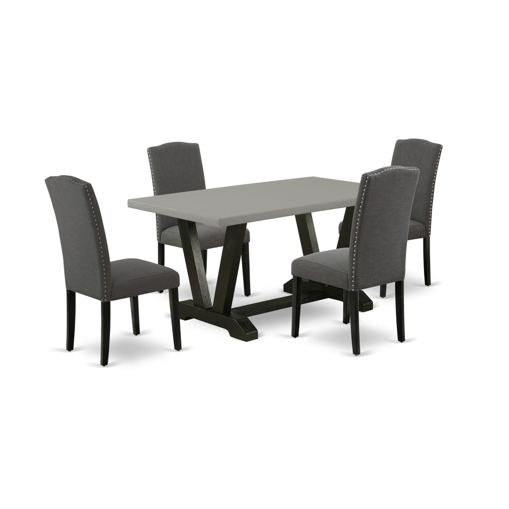 V696EDMA3-K 5-Piece Rectangle Dining Ensemble with V-Leg Table & 4 Gotham Chairs