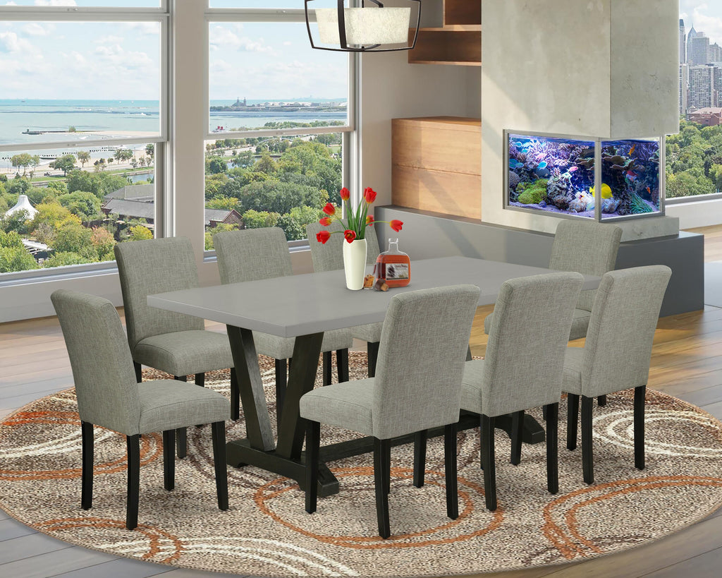 V697A3V7W-Z 9-Piece Dining Set with Rectangle Table & 8 Parson Chairs in Multi-Color Finish, 40x72