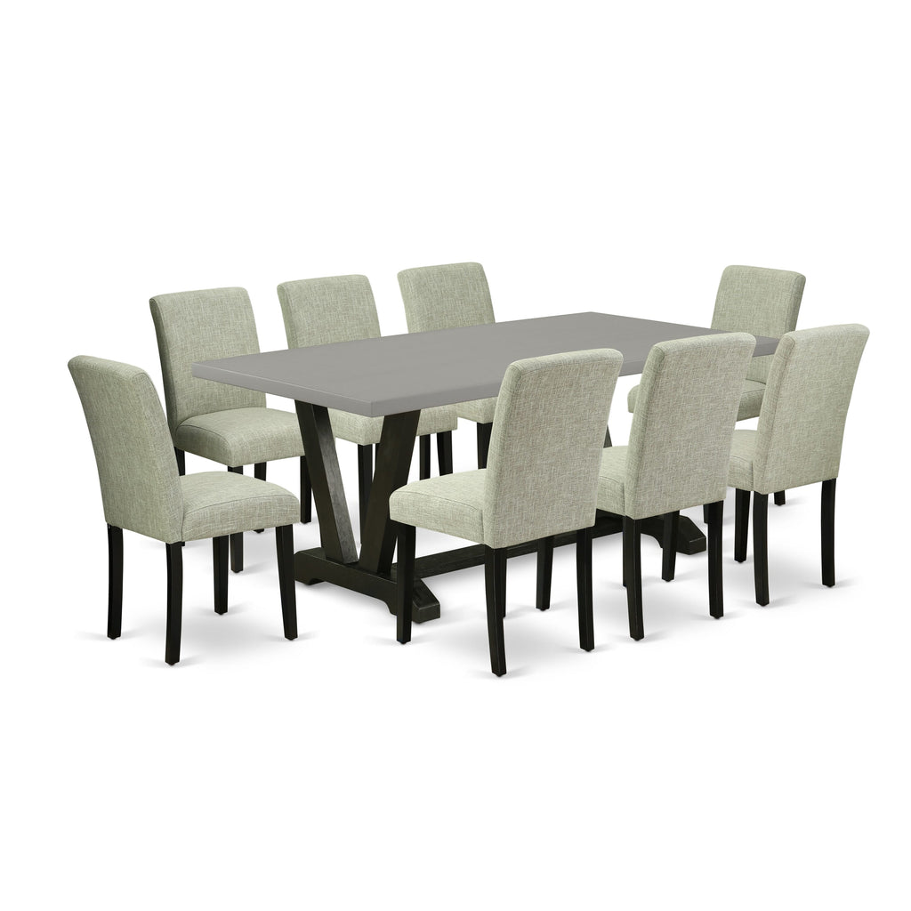 V697A3V7W-Z 9-Piece Dining Set with Rectangle Table & 8 Parson Chairs in Multi-Color Finish, 40x72