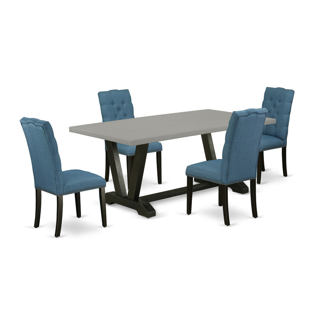 V697EGA5F-Z Stylish 5-Piece Dining Set with Rectangular Table and Colorful Chairs