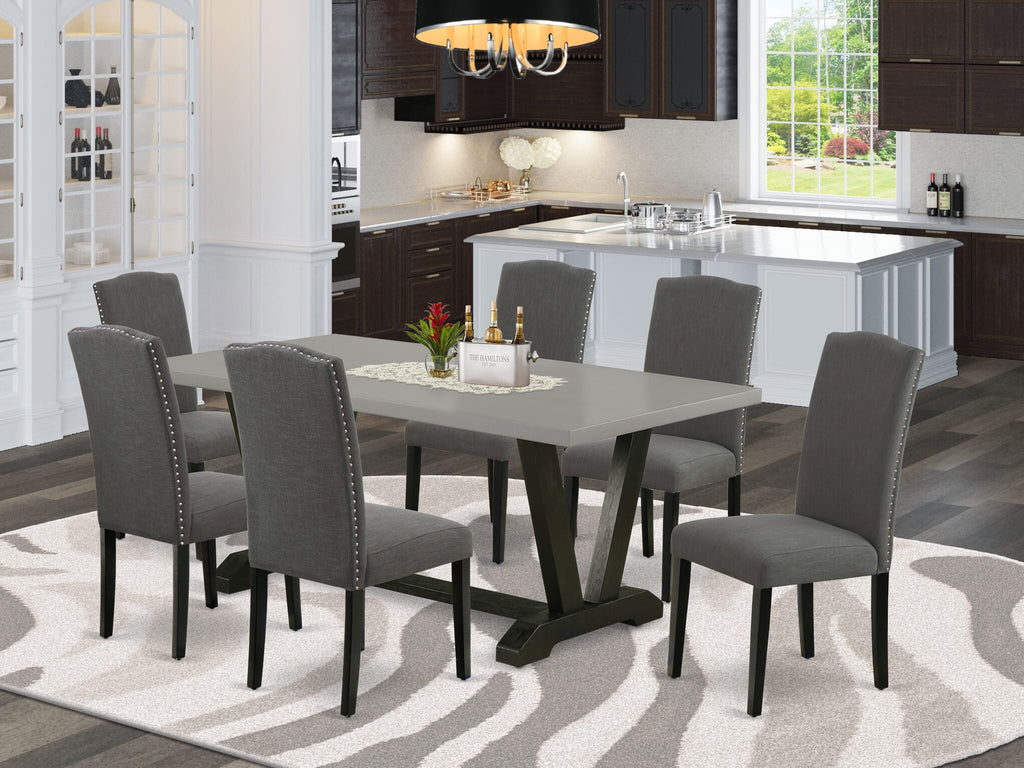 V697E2I3U-6 7-Piece Dining Set Rectangular Table & 6 Elegant Gotham Chairs in Multi-Color Style