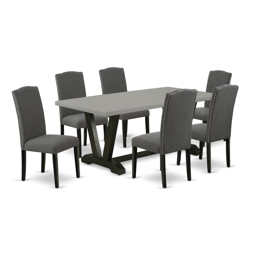V697E2I3U-6 7-Piece Dining Set Rectangular Table & 6 Elegant Gotham Chairs in Multi-Color Style
